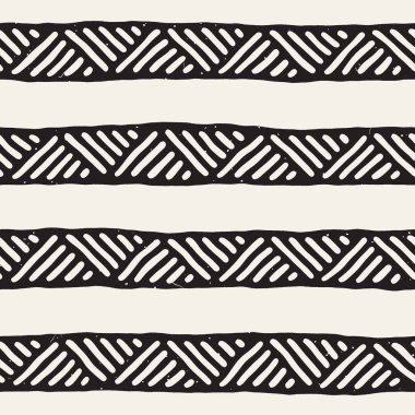 Elle çizilmiş stil etnik seamless modeli. Arka plan siyah ve beyaz fayans soyut geometrik çizgiler.
