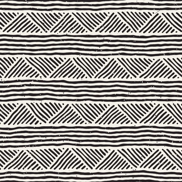Elle çizilmiş stil etnik seamless modeli. Arka plan siyah ve beyaz fayans soyut geometrik çizgiler.