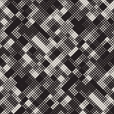 Modern şık noktalı resim doku. Rasgele boyutu kareler sonsuz arka plan. Vektör sorunsuz kaotik kareler mozaik desen