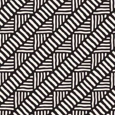 Elle çizilmiş stil etnik seamless modeli. Arka plan siyah ve beyaz fayans soyut geometrik çizgiler.