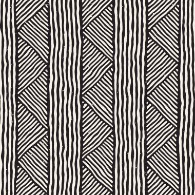 Elle çizilmiş stil etnik seamless modeli. Arka plan siyah ve beyaz fayans soyut geometrik çizgiler.