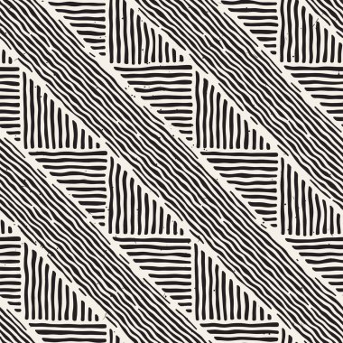 Elle çizilmiş stil etnik seamless modeli. Arka plan siyah ve beyaz fayans soyut geometrik çizgiler.