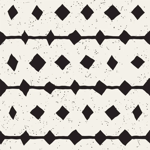 Elle çizilmiş stil etnik seamless modeli. Grungy geometrik şekiller arka plan siyah ve beyaz.