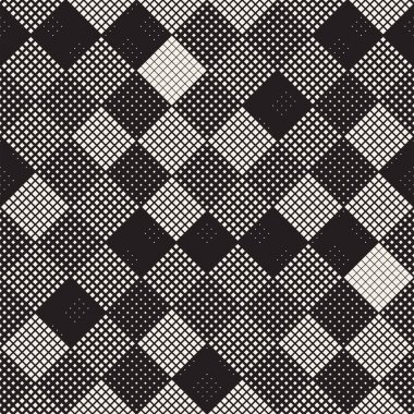 Modern şık noktalı resim doku. Rasgele boyutu kareler sonsuz arka plan. Vektör sorunsuz kaotik kareler mozaik desen