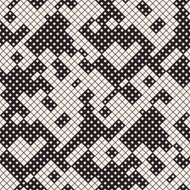 Modern şık noktalı resim doku. Rasgele boyutu kareler sonsuz arka plan. Vektör sorunsuz kaotik kareler mozaik desen