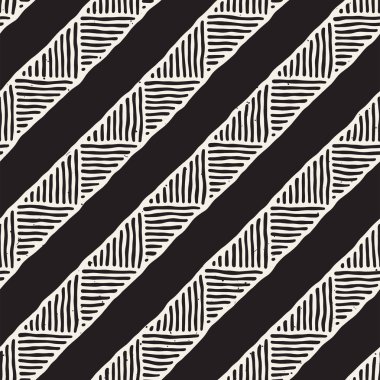 Elle çizilmiş stil etnik seamless modeli. Arka plan siyah ve beyaz fayans soyut geometrik çizgiler.