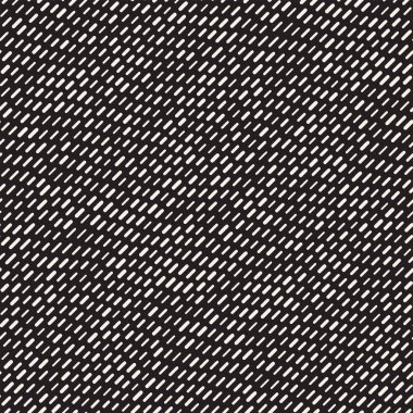 Siyah ve beyaz düzensiz kesik çizgiler desen yuvarlanır. Modern soyut vektör sorunsuz arka plan. Şık kaotik dikdörtgen çizgili Mosai