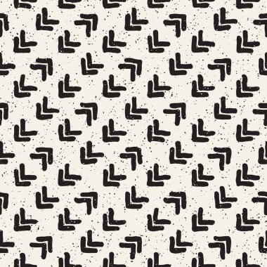 Elle çizilmiş stil etnik seamless modeli. Grungy geometrik şekiller arka plan siyah ve beyaz.