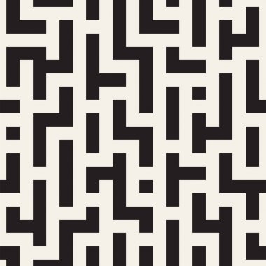 Düzensiz karışık şekiller. Geometrik arka plan tasarlamak. Vektör sorunsuz siyah ve beyaz kaotik desen.