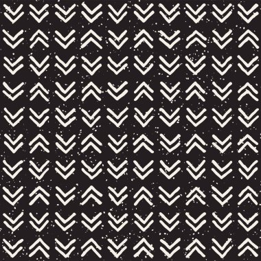 Elle çizilmiş stil etnik seamless modeli. Grungy geometrik şekiller arka plan siyah ve beyaz.
