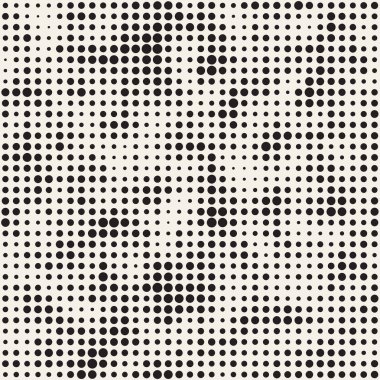 Modern şık noktalı resim doku. Rastgele boyut daireler ile sonsuz arka plan. Vektör Dikişsiz mozaik desen.