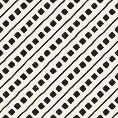 Elle çizilmiş stil etnik seamless modeli. Grungy geometrik şekiller arka plan siyah ve beyaz.