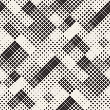 Modern şık noktalı resim doku. Rasgele boyutu kareler sonsuz arka plan. Vektör sorunsuz kaotik kareler mozaik desen