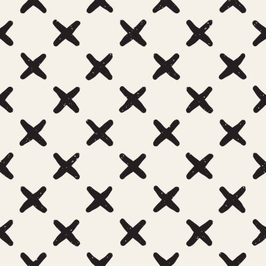 Elle çizilmiş stil etnik seamless modeli. Grungy geometrik şekiller arka plan siyah ve beyaz.