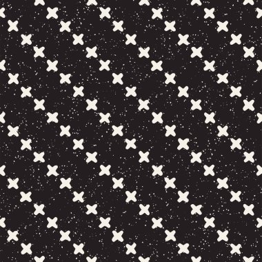 Elle çizilmiş stil etnik seamless modeli. Grungy geometrik şekiller arka plan siyah ve beyaz.