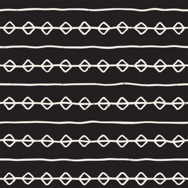Elle çizilmiş stil etnik seamless modeli. Grungy geometrik şekiller arka plan siyah ve beyaz.