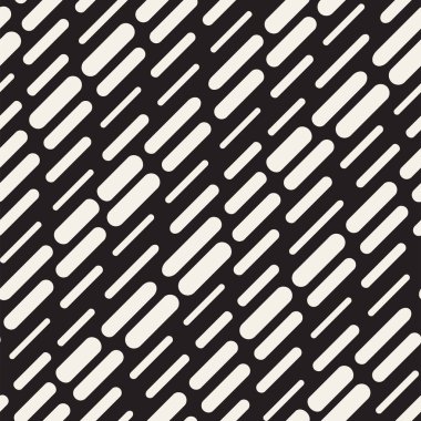 Siyah ve beyaz düzensiz kesik çizgiler desen yuvarlanır. Modern soyut vektör sorunsuz arka plan. Şık kaotik dikdörtgen çizgili Mosai