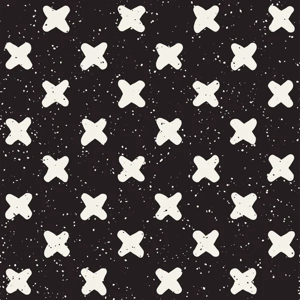 Elle çizilmiş stil etnik seamless modeli. Grungy geometrik şekiller arka plan siyah ve beyaz.