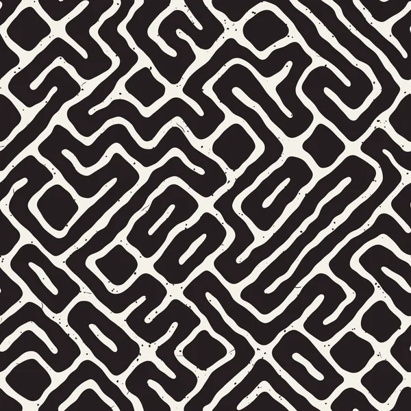 Modèle Labyrinthe Irrégulier Arrondi Noir Blanc Sans Vecteur Résumé Fond — Image vectorielle