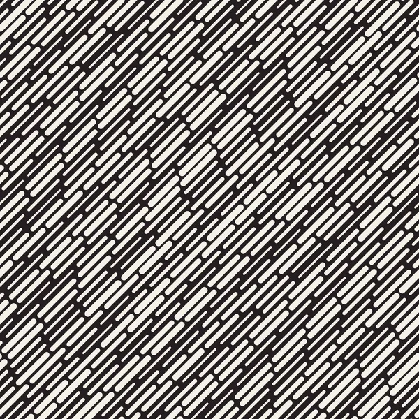Siyah ve beyaz düzensiz kesik çizgiler desen yuvarlanır. Modern soyut vektör sorunsuz arka plan. Şık kaotik dikdörtgen çizgili Mosai