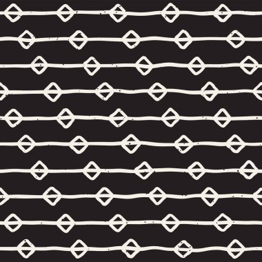 Elle çizilmiş stil etnik seamless modeli. Grungy geometrik şekiller arka plan siyah ve beyaz.