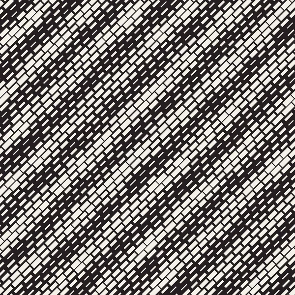 Siyah ve beyaz düzensiz kesik çizgiler desen yuvarlanır. Modern soyut vektör sorunsuz arka plan. Şık kaotik dikdörtgen çizgili Mosai