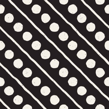 Elle çizilmiş stil etnik seamless modeli. Grungy geometrik şekiller arka plan siyah ve beyaz.