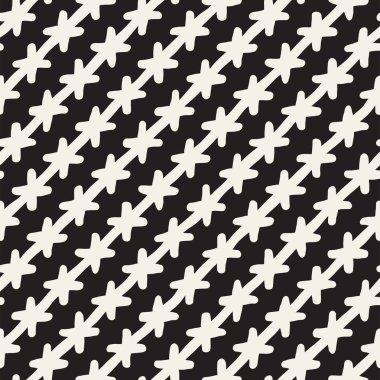 Elle çizilmiş stil etnik seamless modeli. Grungy geometrik şekiller arka plan siyah ve beyaz.