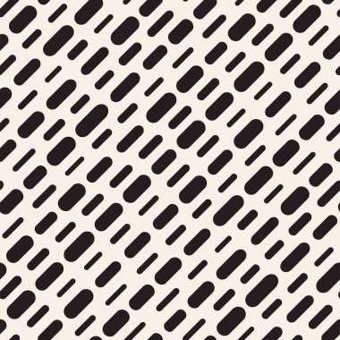 Siyah ve beyaz düzensiz kesik çizgiler desen yuvarlanır. Modern soyut vektör sorunsuz arka plan. Şık kaotik dikdörtgen çizgili Mosai