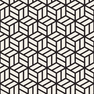Vektörsüz çizgili desen. Monokrom sarmallı modern stil dokusu. Geometrik altıgen ızgara tekrarlanıyor. Basit kafes grafik tasarımı.
