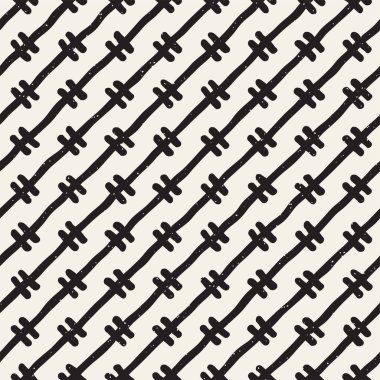 Elle çizilmiş stil etnik seamless modeli. Grungy geometrik şekiller arka plan siyah ve beyaz.