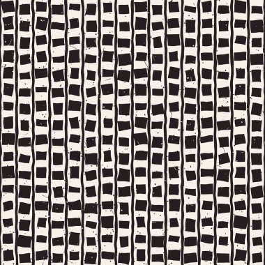 Elle çizilmiş stil etnik seamless modeli. Grungy geometrik şekiller arka plan siyah ve beyaz.