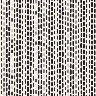 Siyah ve beyaz düzensiz kesik çizgiler desen yuvarlanır. Modern soyut vektör sorunsuz arka plan. Şık kaotik dikdörtgen çizgili Mosai