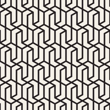 Vektörsüz çizgili desen. Monokrom sarmallı modern stil dokusu. Geometrik altıgen ızgara tekrarlanıyor. Basit kafes grafik tasarımı.