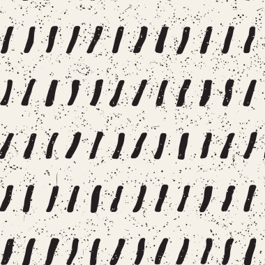 El ile Dikişsiz desen fırça darbeleriyle çizilmiş. Doodle grunge illüstrasyon mürekkep. Geometrik tek renkli vektör desen.