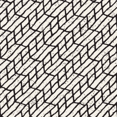 El ile Dikişsiz desen fırça darbeleriyle çizilmiş. Doodle grunge illüstrasyon mürekkep. Geometrik tek renkli vektör desen.