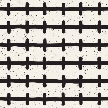 Elle çizilmiş stil etnik seamless modeli. Grungy geometrik şekiller arka plan siyah ve beyaz.