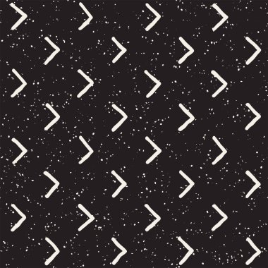 Elle çizilmiş stil etnik seamless modeli. Grungy geometrik şekiller arka plan siyah ve beyaz.