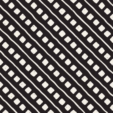 Elle çizilmiş stil etnik seamless modeli. Grungy geometrik şekiller arka plan siyah ve beyaz.