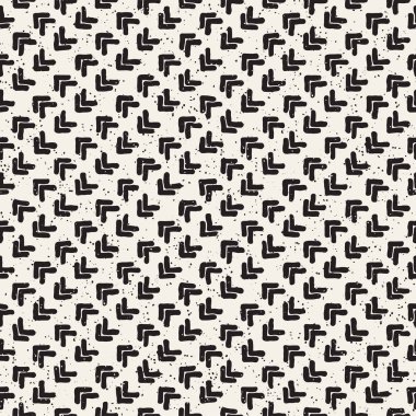 Elle çizilmiş stil etnik seamless modeli. Grungy geometrik şekiller arka plan siyah ve beyaz.