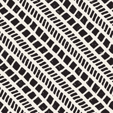El ile Dikişsiz desen fırça darbeleriyle çizilmiş. Doodle grunge illüstrasyon mürekkep. Geometrik tek renkli vektör desen.