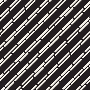 Siyah ve beyaz düzensiz kesik çizgiler desen yuvarlanır. Modern soyut vektör sorunsuz arka plan. Şık kaotik dikdörtgen çizgili Mosai