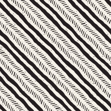 El ile Dikişsiz desen fırça darbeleriyle çizilmiş. Doodle grunge illüstrasyon mürekkep. Geometrik tek renkli vektör desen.