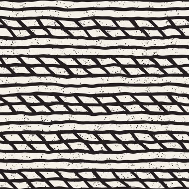 El ile Dikişsiz desen fırça darbeleriyle çizilmiş. Doodle grunge illüstrasyon mürekkep. Geometrik tek renkli vektör desen.