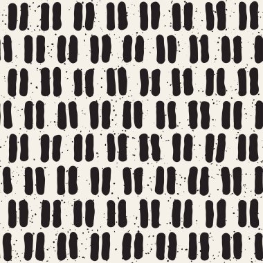 Elle çizilmiş stil etnik seamless modeli. Grungy geometrik şekiller arka plan siyah ve beyaz.