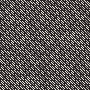 Siyah ve beyaz düzensiz kesik çizgiler desen yuvarlanır. Modern soyut vektör sorunsuz arka plan. Şık kaotik dikdörtgen çizgili Mosai