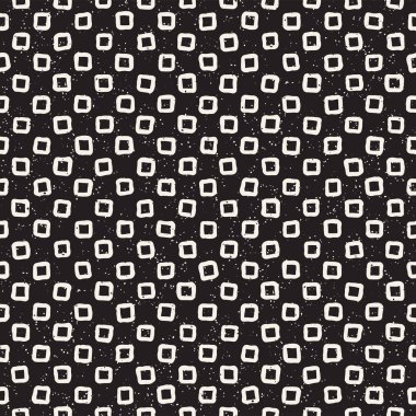 El çekilmiş siyah beyaz mürekkep soyut seamless modeli. Vektör şık grunge doku. Tek renkli geometrik shappes boya fırça satırları
