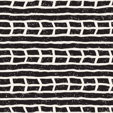 El ile Dikişsiz desen fırça darbeleriyle çizilmiş. Doodle grunge illüstrasyon mürekkep. Geometrik vektör desen.