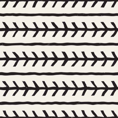 El ile Dikişsiz desen fırça darbeleriyle çizilmiş. Doodle grunge illüstrasyon mürekkep. Geometrik vektör desen.