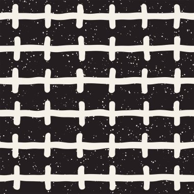 Elle çizilmiş stil etnik seamless modeli. Grungy geometrik şekiller arka plan siyah ve beyaz.